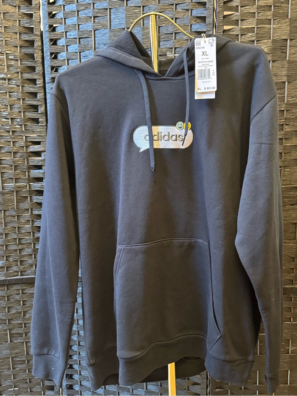 adidas Men's Black Crewneck Hoodie with Logo Patch